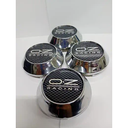 X4 Tapas Centro De Llantas De Auto Conicas Oz 58mmx60mm Carbono Logo Plata