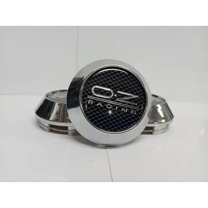 X4 Tapas Centro De Llantas De Auto Conicas Oz 58mmx60mm Carbono Logo Plata 5