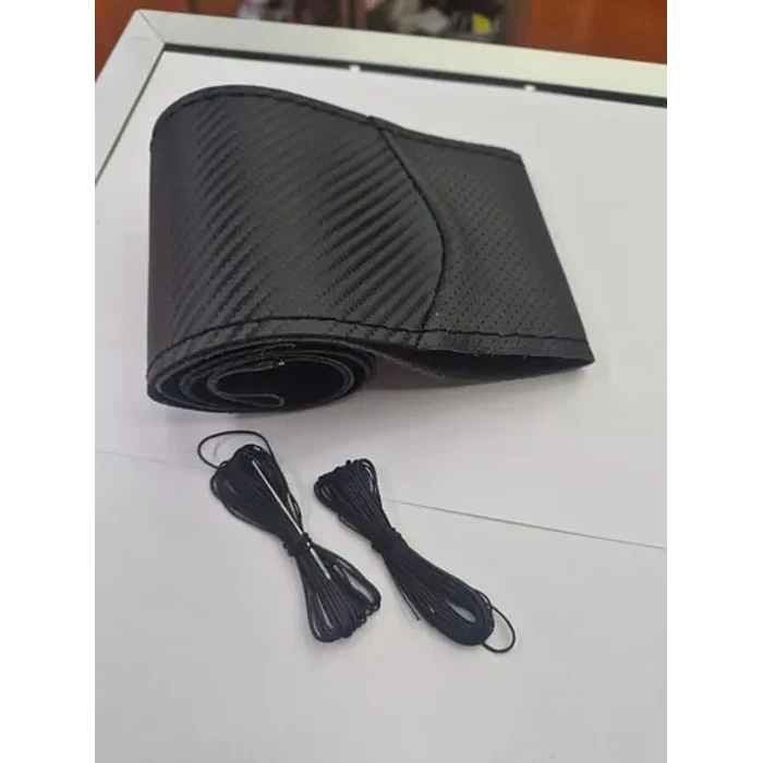 Funda Protectora Para Volante Cosido Carbono Negro Hil Negro Carbono Negro Hilo Negro 1