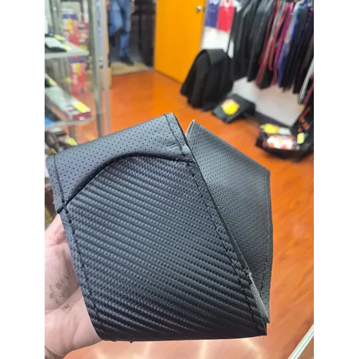 Funda Protectora Para Volante Cosido Carbono Negro Hil Negro Carbono Negro Hilo Negro 5
