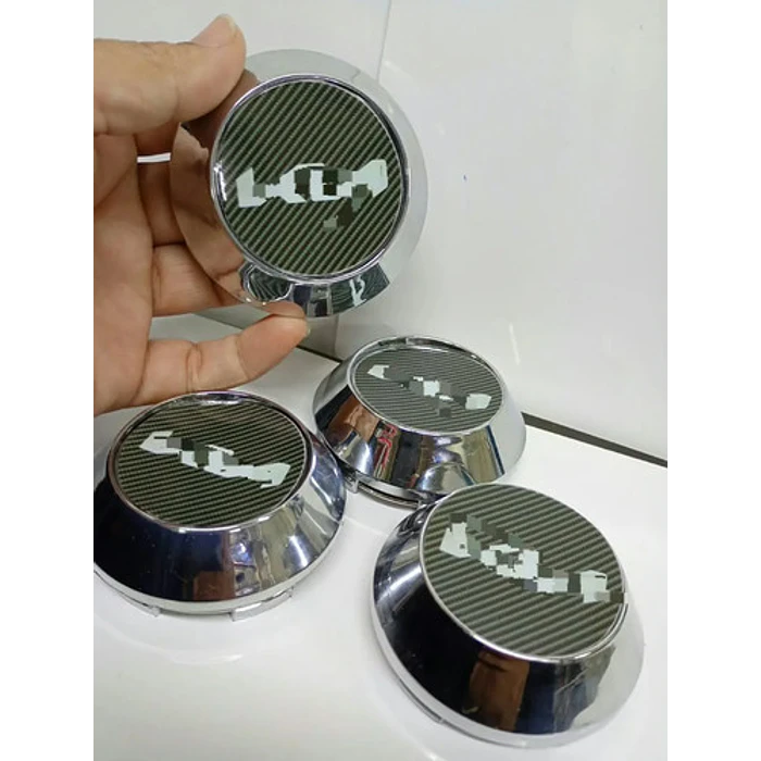 X4 Tapas Centro De Llantas De Auto Conicas 58mm X 60mm K Carbono Logo Nuevo 2