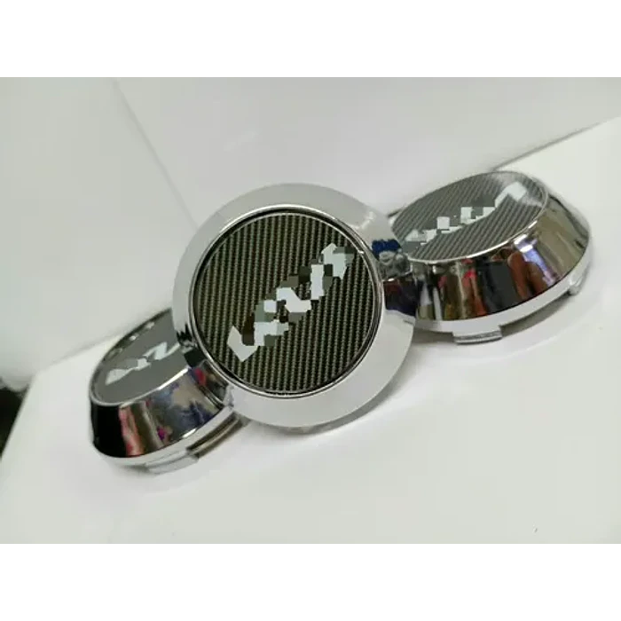 X4 Tapas Centro De Llantas De Auto Conicas 58mm X 60mm K Carbono Logo Nuevo 3