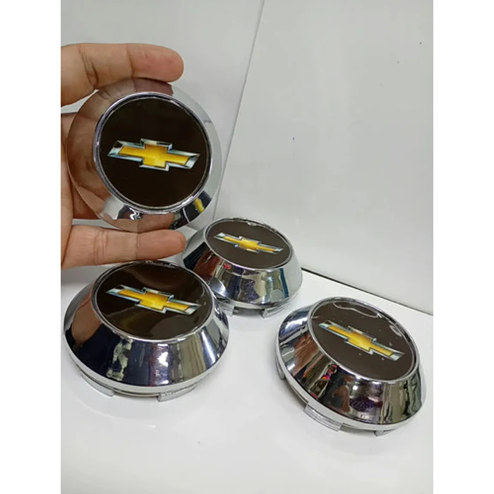 X4 Tapas Centro De Llantas De Auto Conicas 62mm X 68mm Ch Negro Logo Amarillo 8