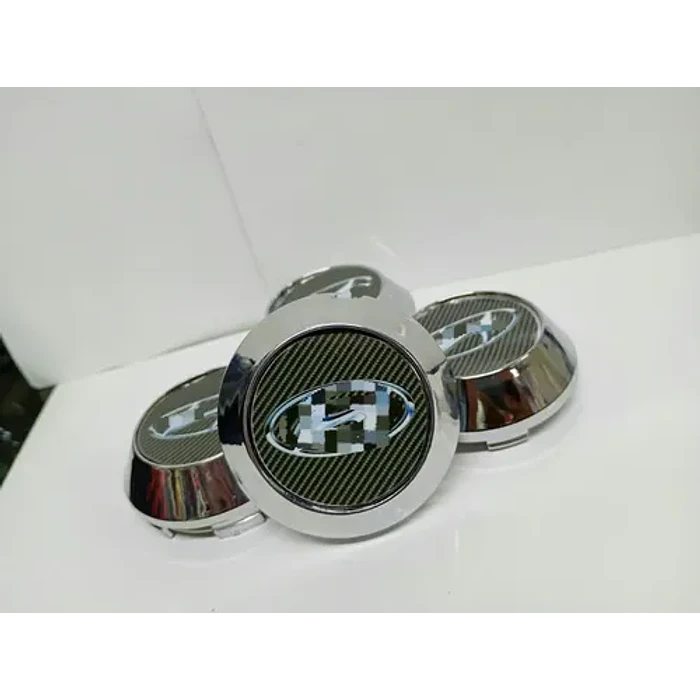 X4 Tapas Centro De Llantas De Auto Conicas 62mm X 68mm Hy Carbono 1