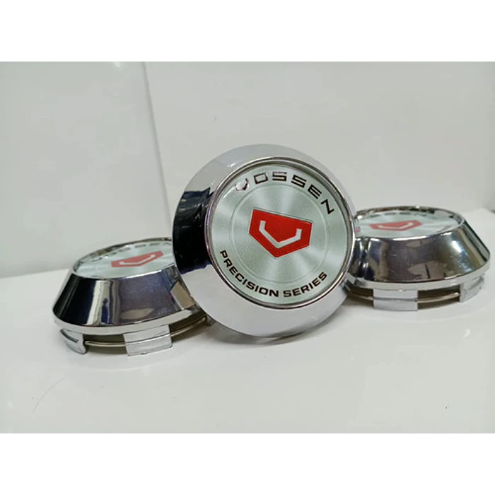 X4 Tapas Centro De Llantas De Auto Conicas 62mm X 68mm Vss Gris Logo Rojo 2