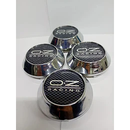 X4 Tapas Centro De Llantas De Auto Conicas Oz Carbono Letra Plata