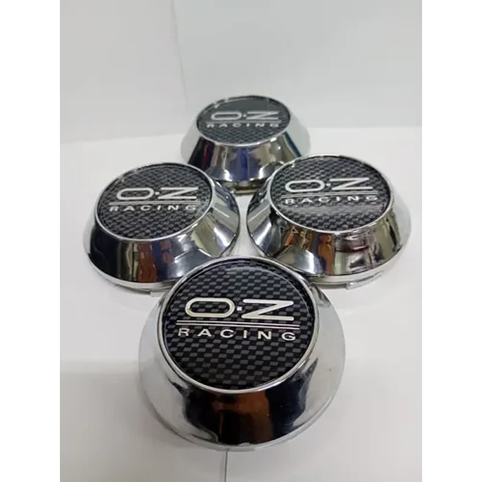 X4 Tapas Centro De Llantas De Auto Conicas Oz 62mmx68mm Carbono Letra Plata 2
