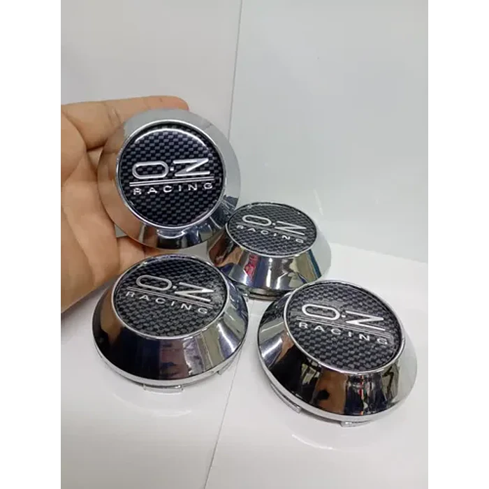 X4 Tapas Centro De Llantas De Auto Conicas Oz 62mmx68mm Carbono Letra Plata 4