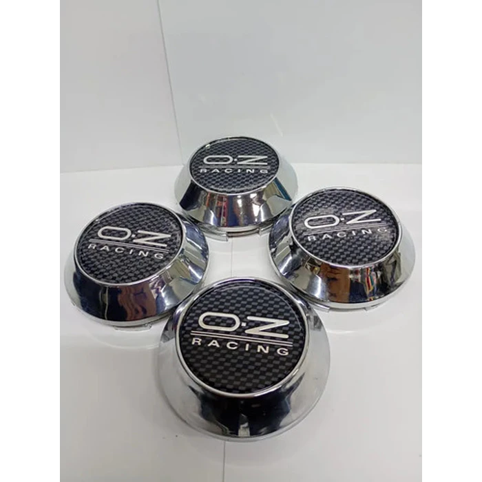 X4 Tapas Centro De Llantas De Auto Conicas Oz 62mmx68mm Carbono Letra Plata 6