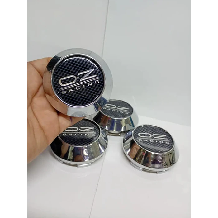 X4 Tapas Centro De Llantas De Auto Conicas Oz 62mmx68mm Carbono Letra Plata 7