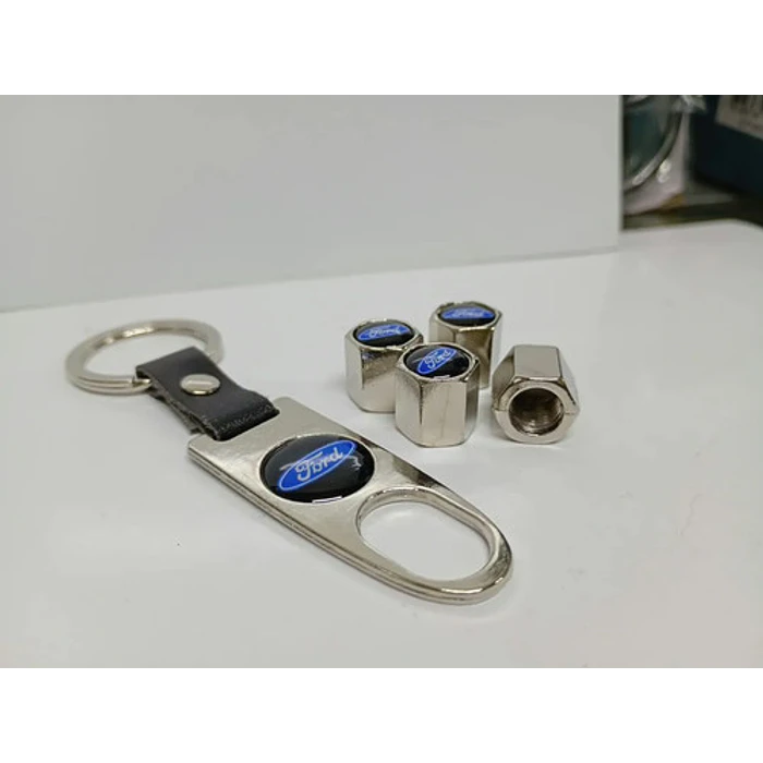 Set De 4 Tapas De Válvulas Fd Con Llavero Incluido 2