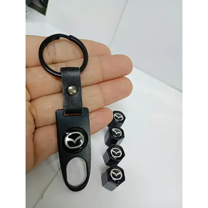Set De 4 Tapas De Válvulas Para Neumáticos Mz Con Llavero 5