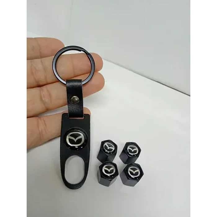 Set De 4 Tapas De Válvulas Para Neumáticos Mz Con Llavero 7