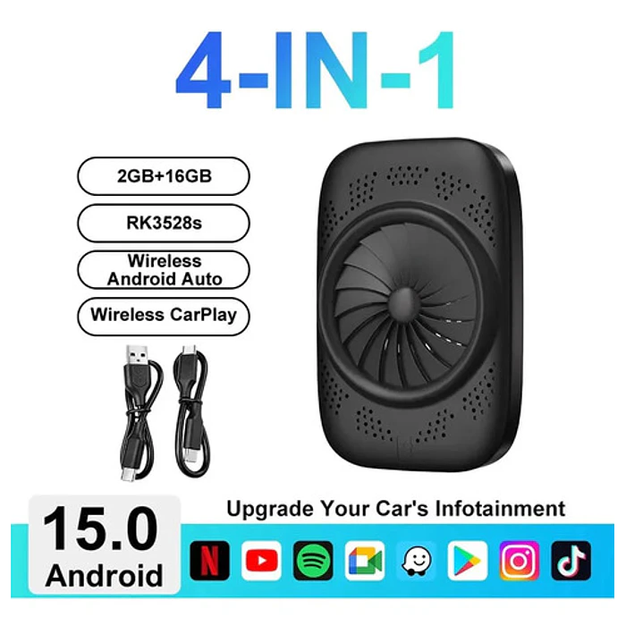 Carplay Ai Box 4 En 1 Android 15 Con Wifi, Youtube Y Netflix 6