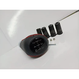 Pomo Perilla Palanca Cambios Tuning Cuero Pu Negro Costu Roj Negro Costura Roja