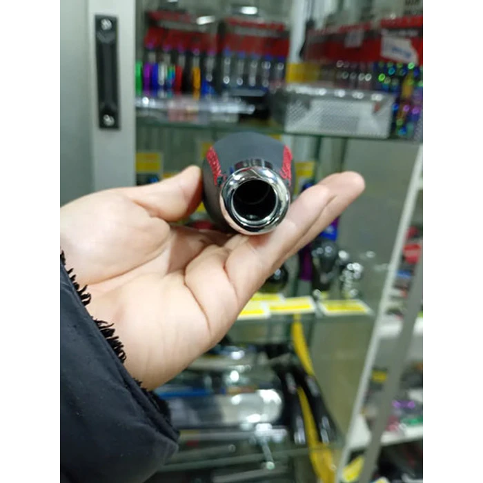 Pomo Perilla Palanca Cambios Tuning Cuero Pu Negro Costu Roj Negro Costura Roja 9