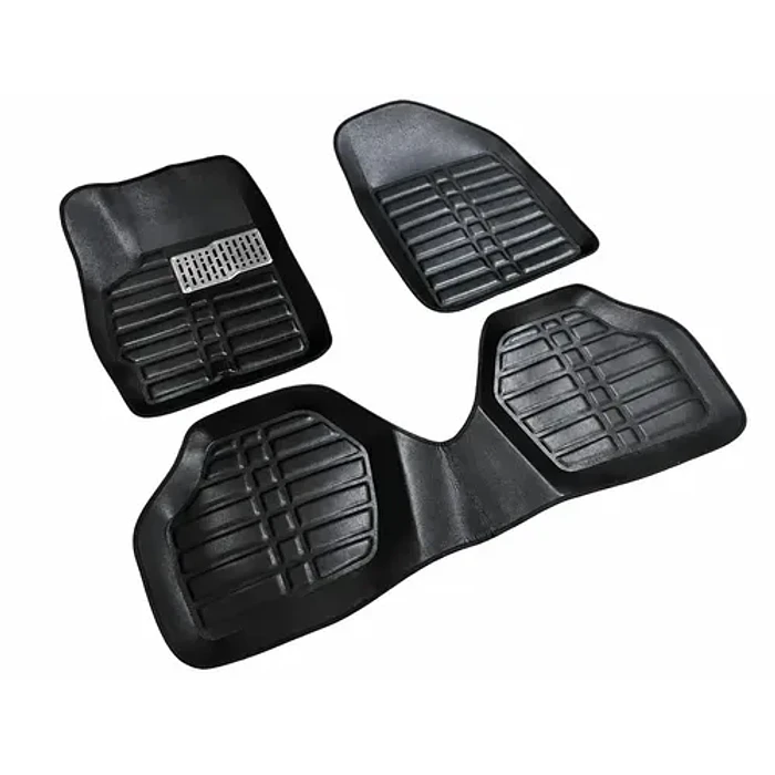 Set Alfombras Auto Bandeja Camello 3d Universales Cuero Eva Negro 1
