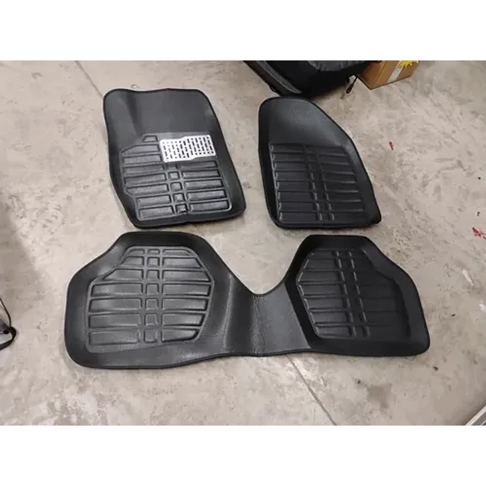 Set Alfombras Auto Bandeja Camello 3d Universales Cuero Eva Negro 8