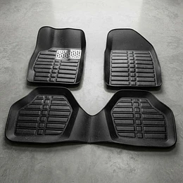 Set De Alfombras Tipo Bandeja 3d Universal  Cuero Eva Negro