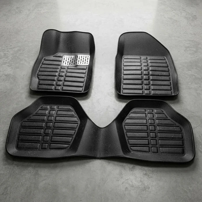 Set De Alfombras Tipo Bandeja 3d Universal  Cuero Eva Negro 1