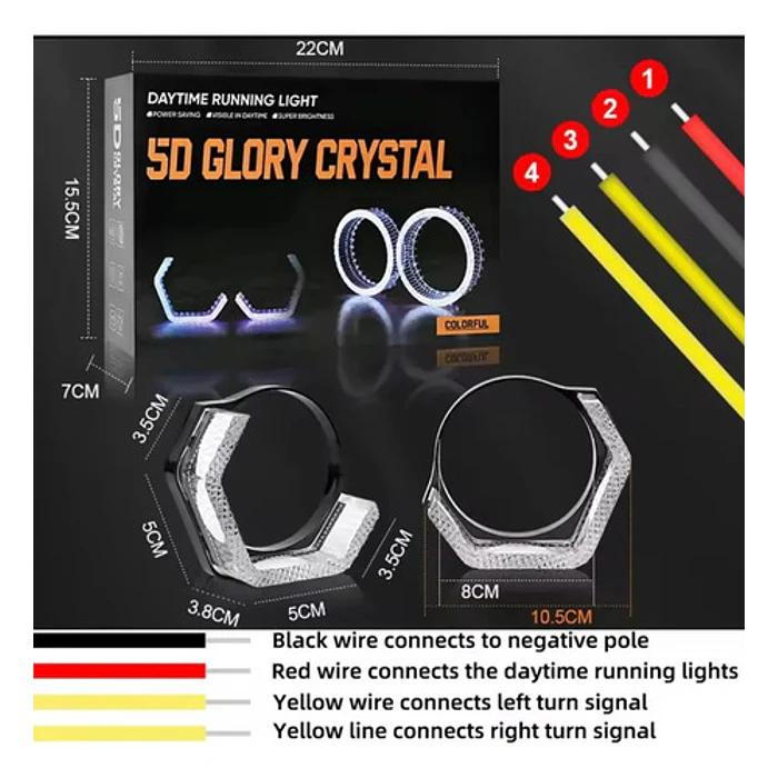 2pcs Anillos Aros Haxagonales Led Rgb Para Opticos De Autos Rgb 4