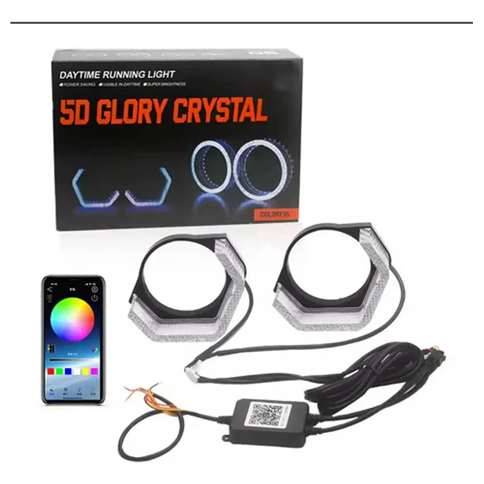 2pcs Anillos Aros Haxagonales Led Rgb Para Opticos De Autos Rgb 5