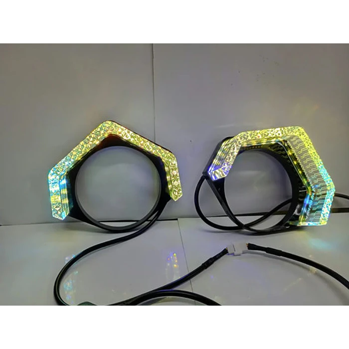 2pcs Anillos Aros Haxagonales Led Rgb Para Opticos De Autos Rgb 9