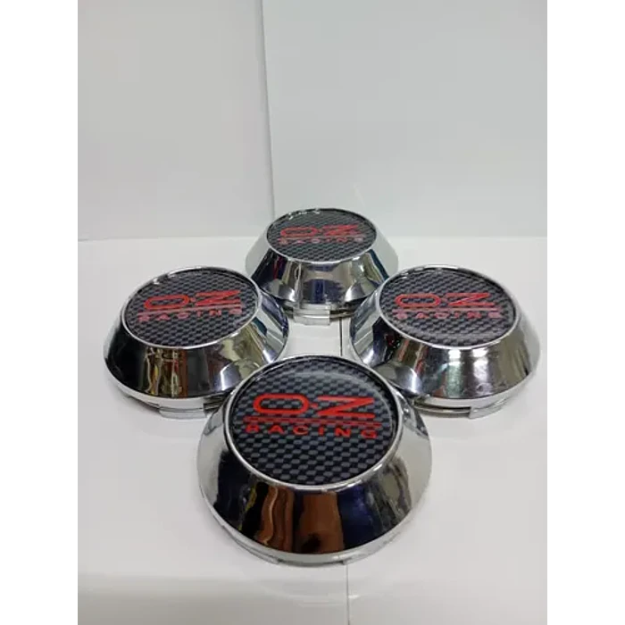 X4 Tapas Centro De Llantas De Auto Conicas Oz 62mmx68mm Carbono Letra Roja 2