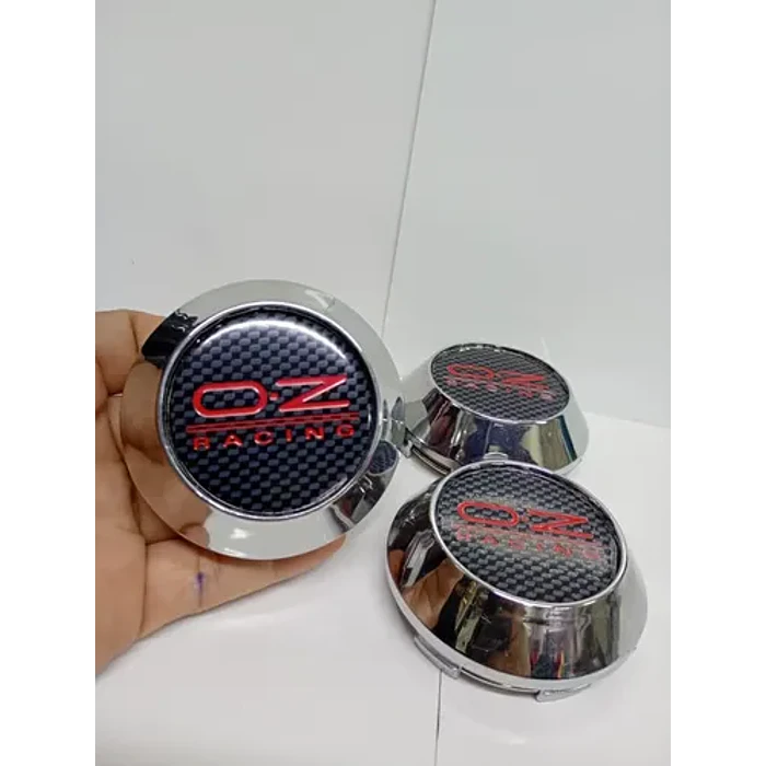 X4 Tapas Centro De Llantas De Auto Conicas Oz 62mmx68mm Carbono Letra Roja 5