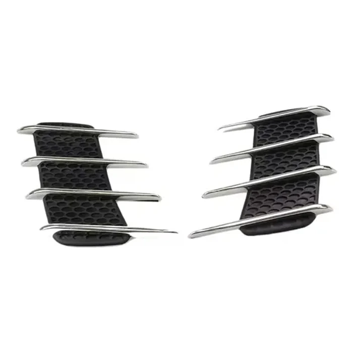 Par De Branquias Rejillas Decorativas Laterales Para Auto Negro Con Plata 1