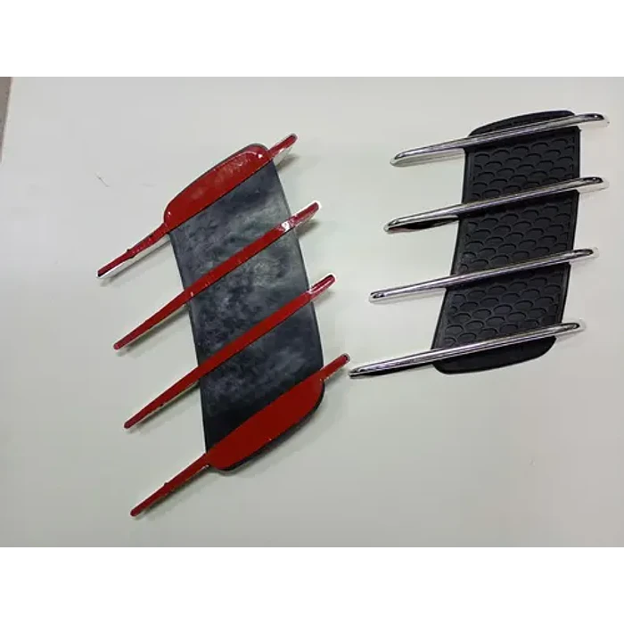 Par De Branquias Rejillas Decorativas Laterales Para Auto Negro Con Plata 2