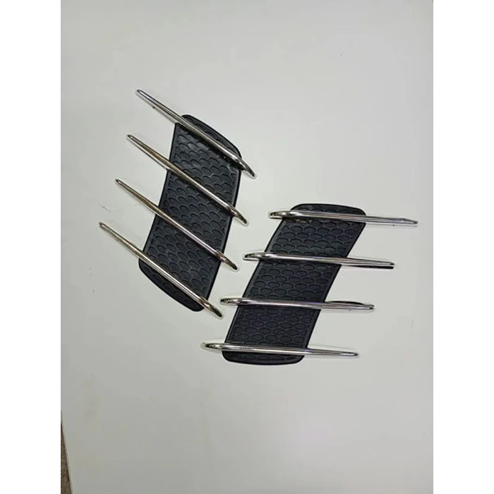 Par De Branquias Rejillas Decorativas Laterales Para Auto Negro Con Plata 3