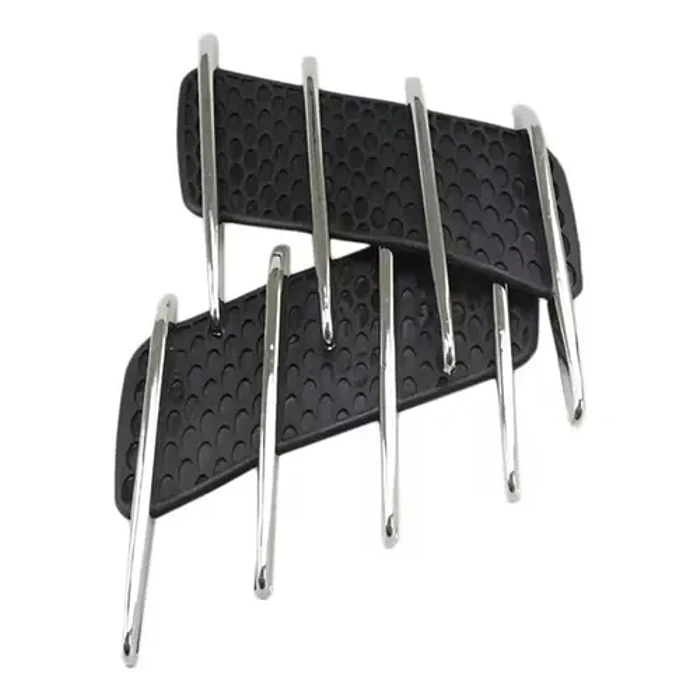 Par De Branquias Rejillas Decorativas Laterales Para Auto Negro Con Plata 5