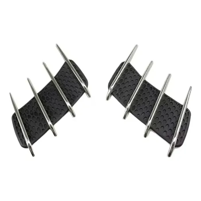 Par De Branquias Rejillas Decorativas Laterales Para Auto Negro Con Plata 7