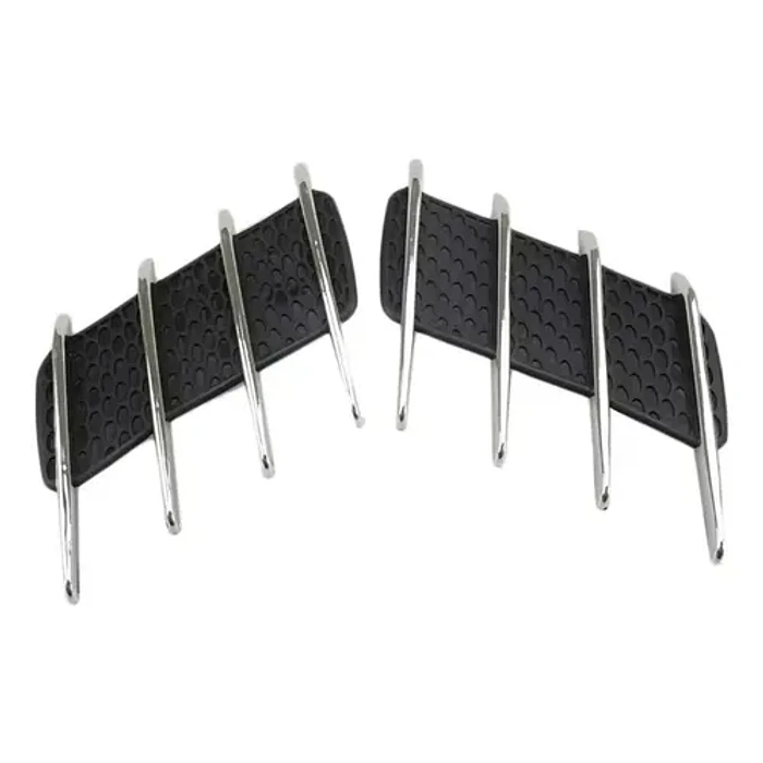 Par De Branquias Rejillas Decorativas Laterales Para Auto Negro Con Plata 9