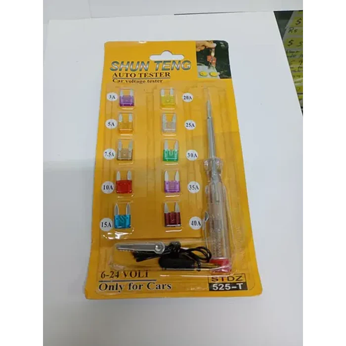 Probador De Voltaje Automotriz + Set De Fusibles 640a  1