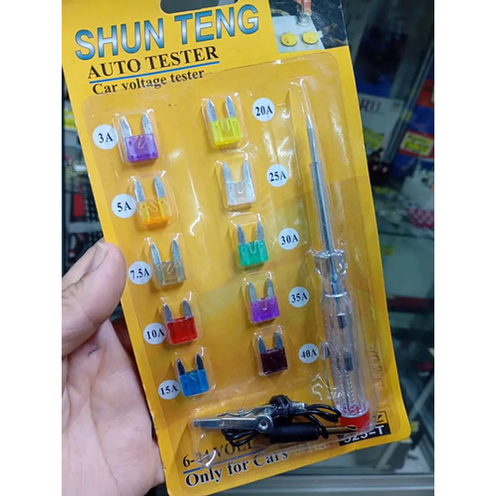 Probador De Voltaje Automotriz + Set De Fusibles 640a  2