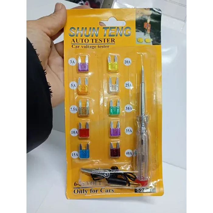 Probador De Voltaje Automotriz + Set De Fusibles 640a  3