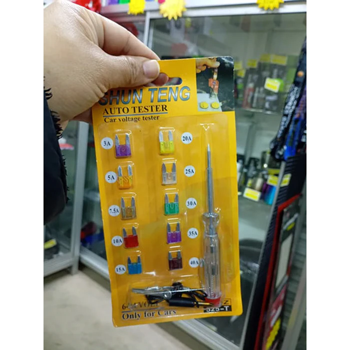 Probador De Voltaje Automotriz + Set De Fusibles 640a  6