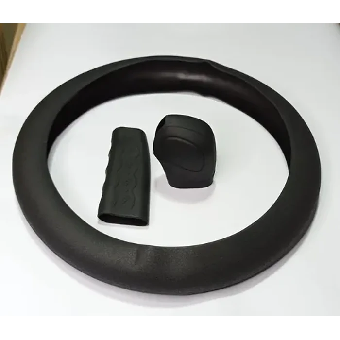 Set 3 Piezas Funda Cubre Volante Perilla Cambios Negro 4
