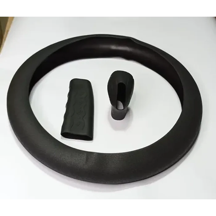 Set 3 Piezas Funda Cubre Volante Perilla Cambios Negro 5