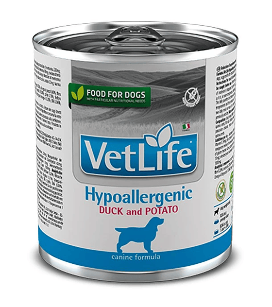 Lata perros vetlife pato y papa 300 grs