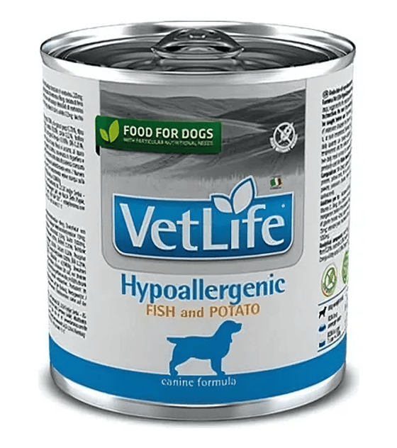Lata perros vetlife pescado y papa 300 grs