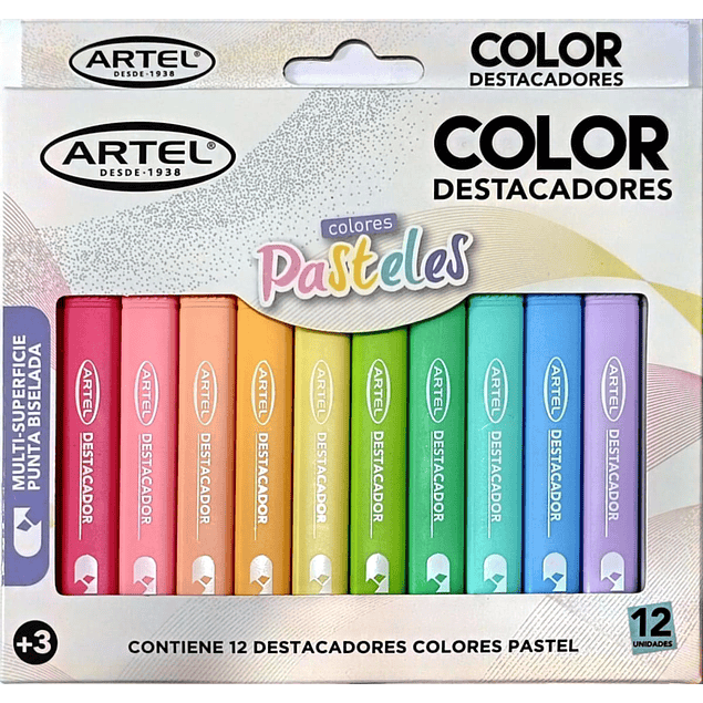 Set 12 Destacadores Pastel Artel