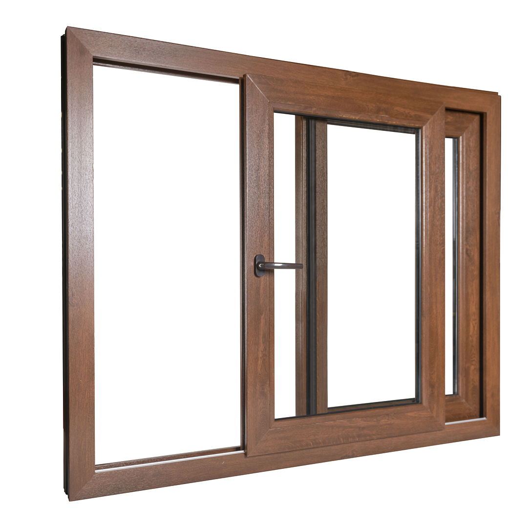 VENTANA CORREDERA EUROPEA  TERMOPANEL COLOR NOGAL 1
