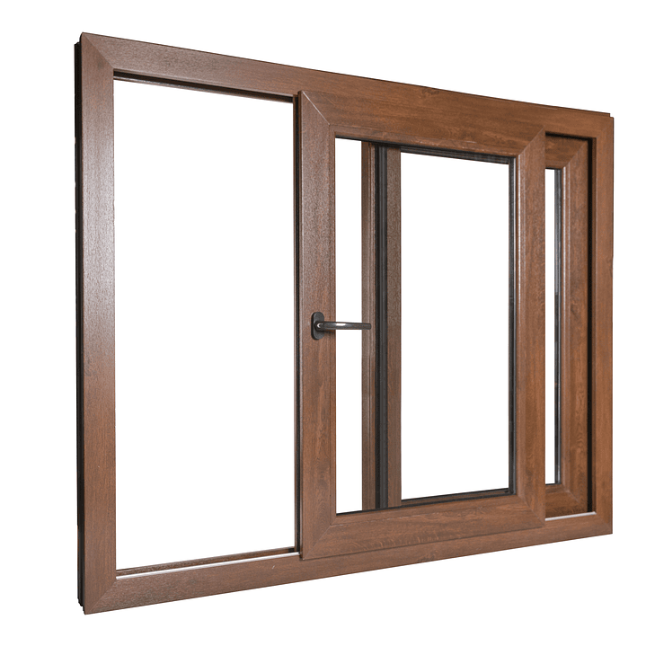 VENTANA CORREDERA EUROPEA  TERMOPANEL COLOR NOGAL 1