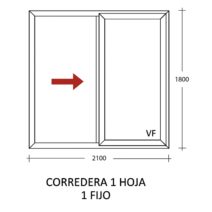 PUERTA CORREDERA BI COLOR 1800×1200 TERMOPANEL 6