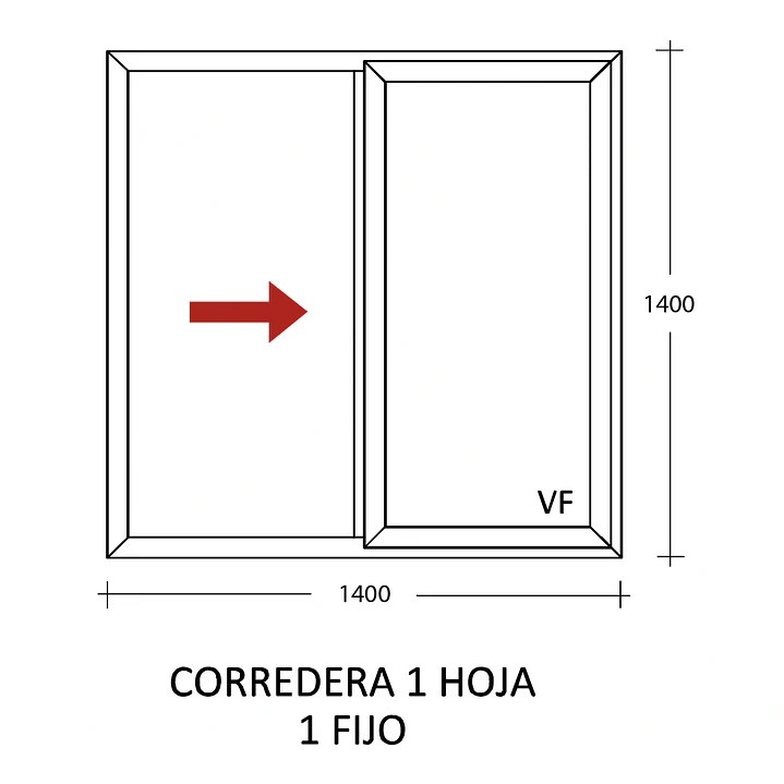 VENTANA CORREDERA BI COLOR  1200×700 TERMOPANEL 6