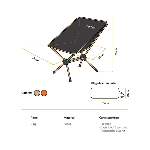 Silla Plegable Camping Láscar Atakama Outdoor Beige