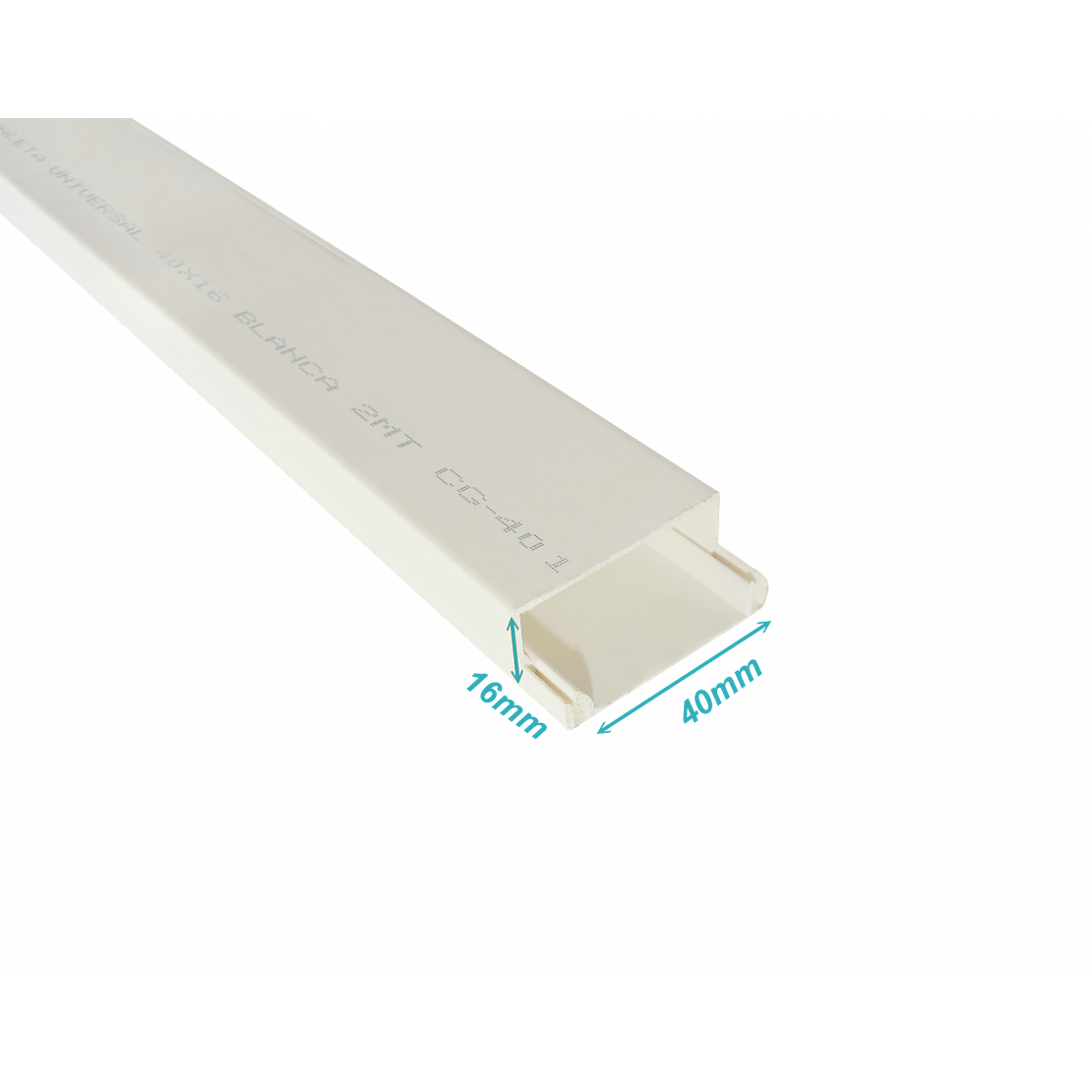 CANALETA PVC 40X16MM CON TAPA 2MT CC-4016-W 1